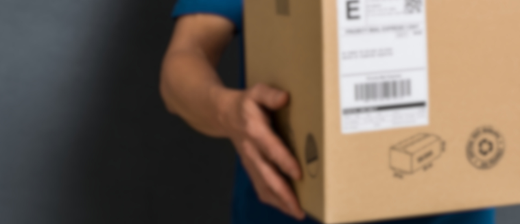 Person mit Paket in der Hand
