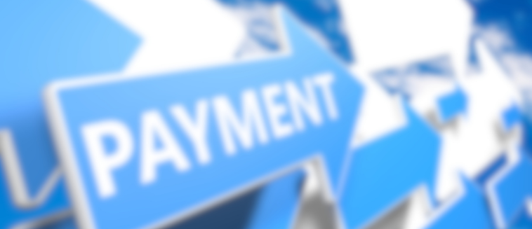 Grafik mit blauen Pfeilen und Payment schrift in weiß